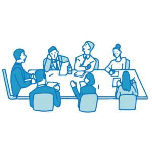 会議のイラスト(テーブル着席)