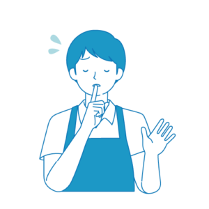 静かにしてほしい店員(焦り)_男性