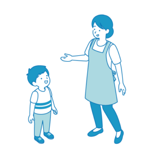子どもとしゃべる保育士
