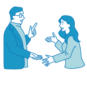 議論する男女・話し合い