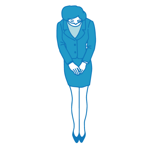 営業の女性イラスト(お辞儀)