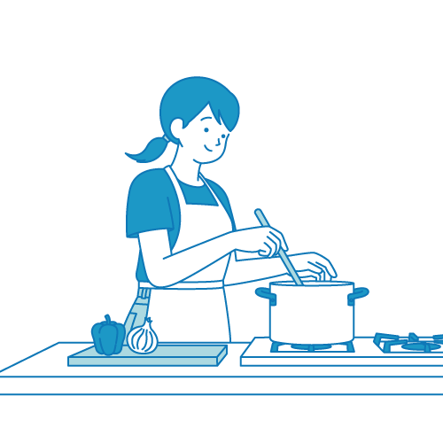 料理をする女性