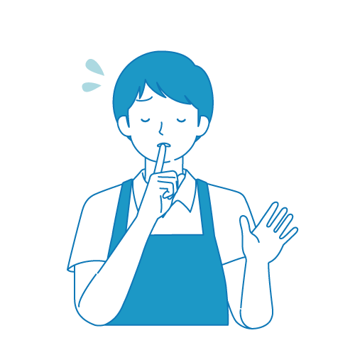静かにしてほしい店員(焦り)_男性