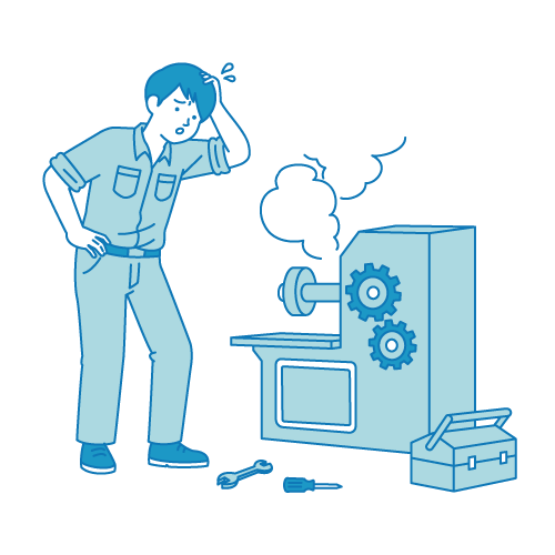 機械が故障して困る男性