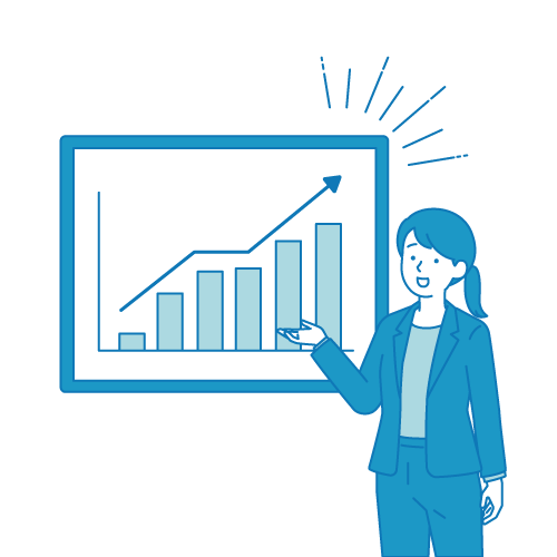 売り上げを発表する女性