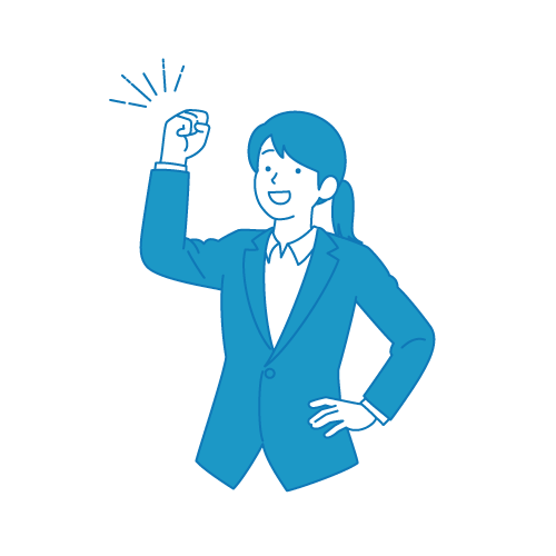 頑張るポーズの女性会社員