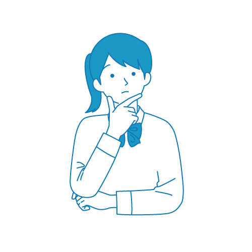 肘に手を当てて考える女子学生