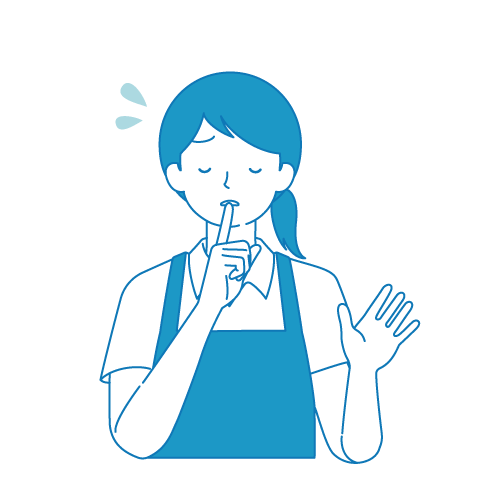 静かにしてほしい店員(焦り)_女性