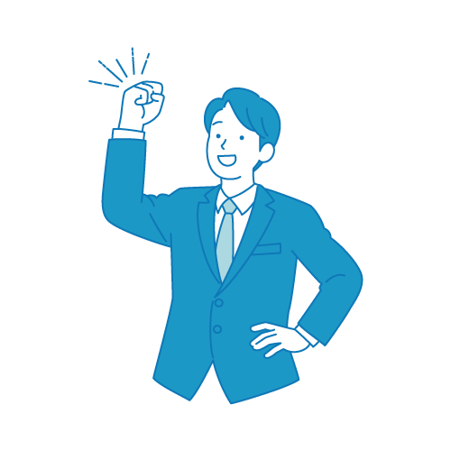 頑張るポーズの男性会社員