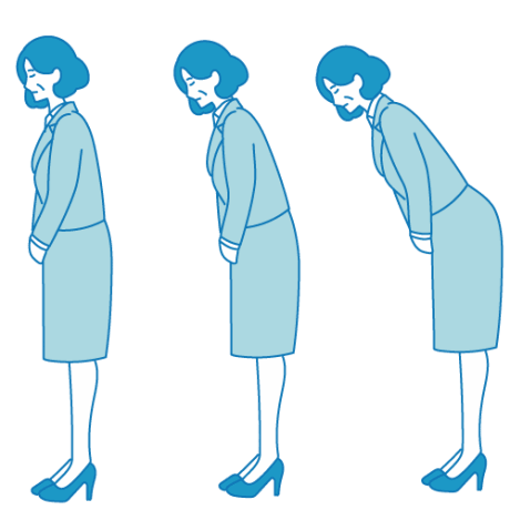 お辞儀・会釈・敬礼・最敬礼（女性・中年）