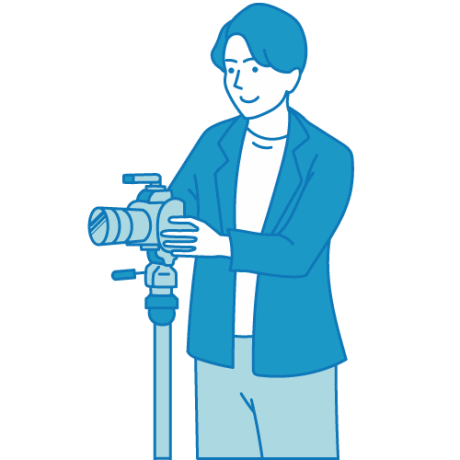 カメラで撮影する人・動画撮影のフリーイラスト（商用利用可・無料）