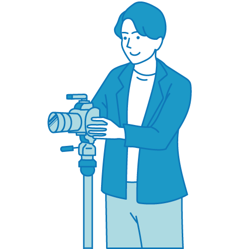 カメラで撮影する人・動画撮影のフリーイラスト（商用利用可・無料）