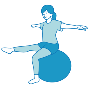 バランスボール・ジム・運動（女性）のフリーイラスト