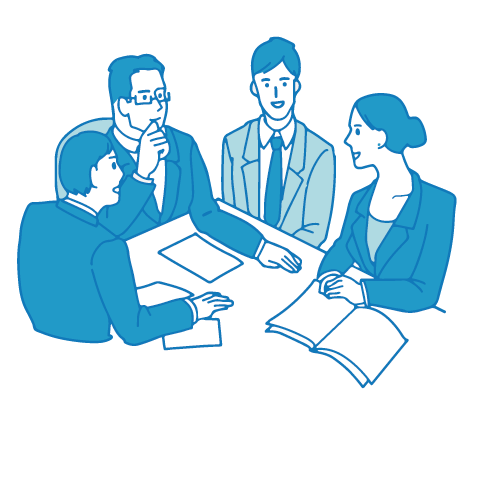 会議のイラスト(テーブル3)のフリーイラスト