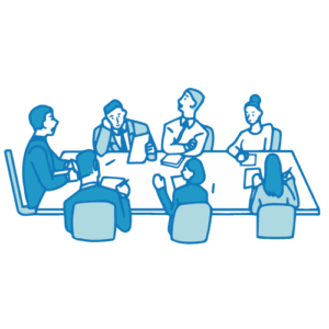 会議のイラスト(テーブル着席)