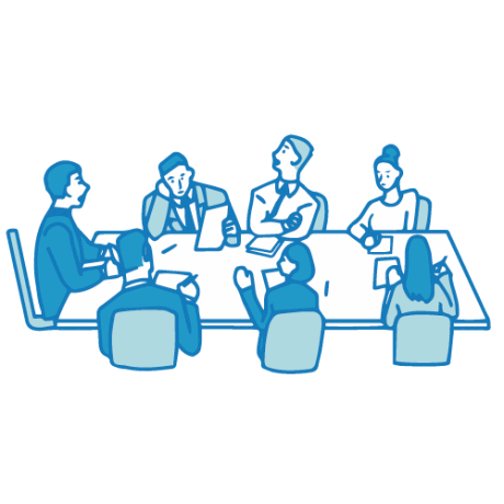 会議のイラスト(テーブル着席)のフリーイラスト