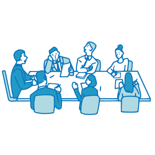 会議のイラスト(テーブル着席)のフリーイラスト