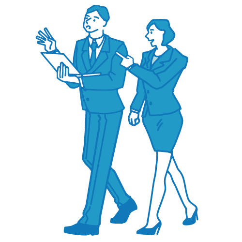 会議のイラスト(歩きながら)