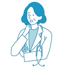 医者(女性)考える人のフリーイラスト