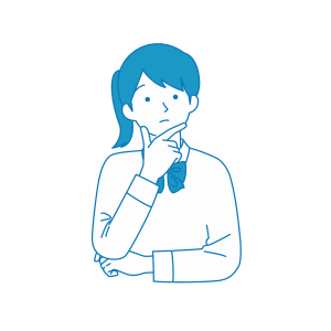 肘に手を当てて考える女子学生