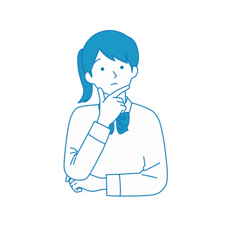 肘に手を当てて考える女子学生