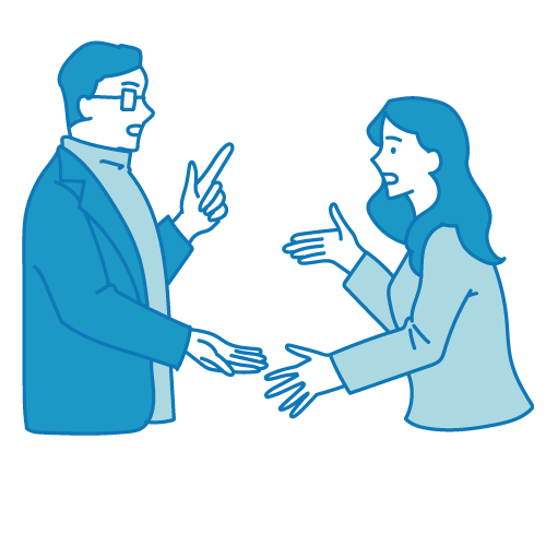 議論する男女・話し合い