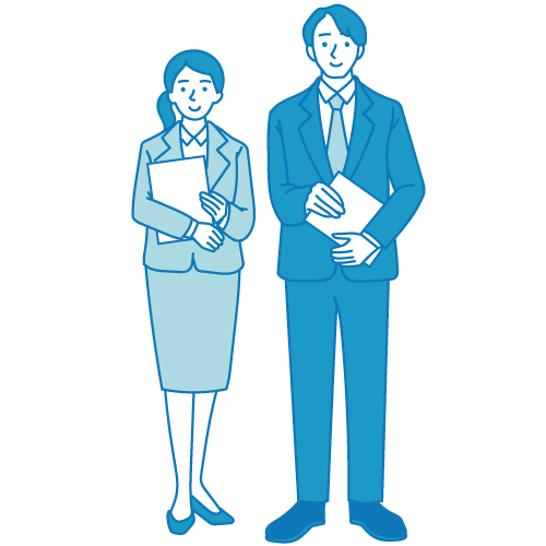 資料を持つ新入社員（男女）