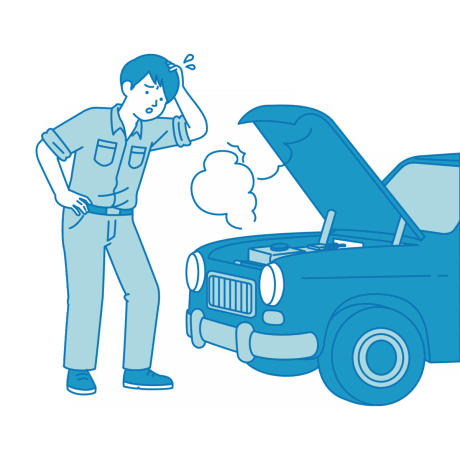 車が故障して困る男性