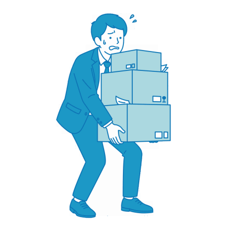 重い荷物を運ぶビジネスマンのフリーイラスト