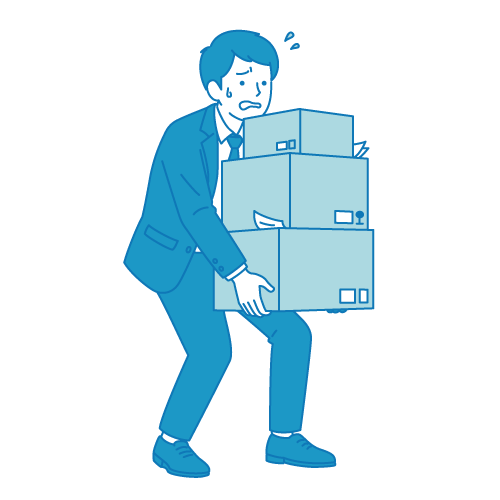 重い荷物を運ぶビジネスマンのフリーイラスト